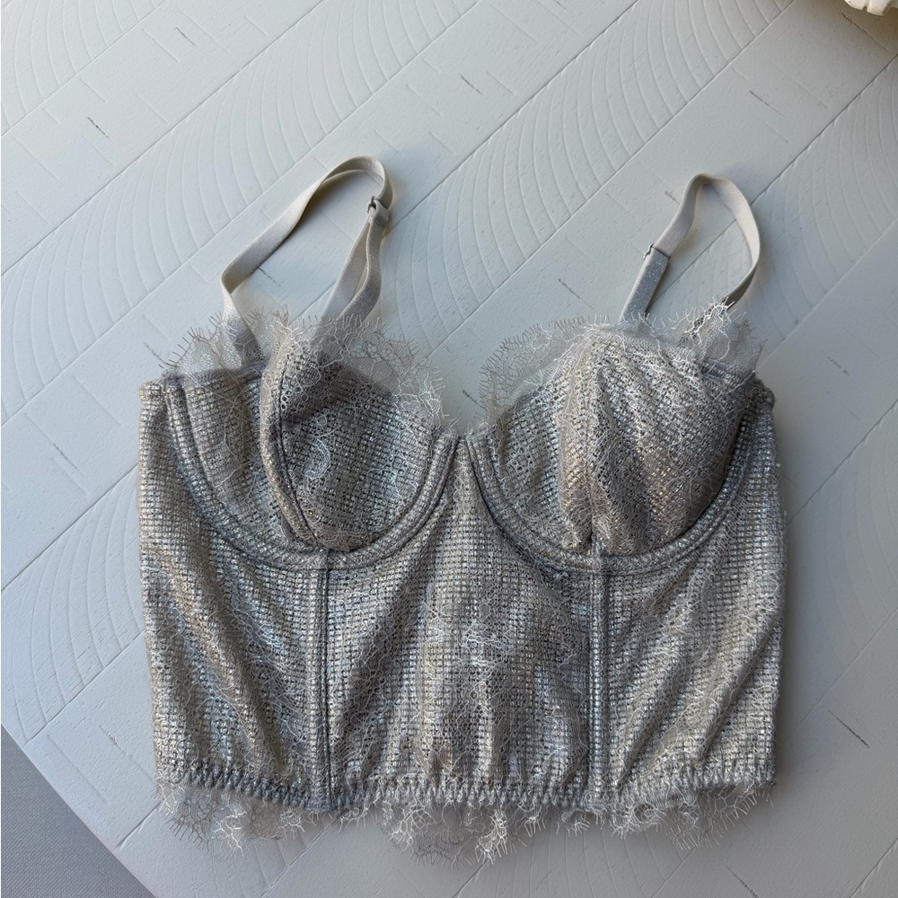 Victoria’s Secret vintage champagne shimmer Lace Bustier Top